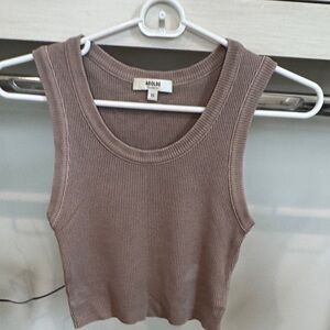 Agolde Women's Brown Ribbed Tank Top